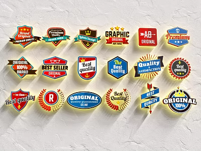 Vibrant Brand Logo Collection with Premium Quality Badges Retro Labels and Original Designs 3d model