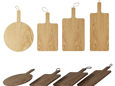 Variety Of Wooden Cutting Boards In Different Shapes 3d model