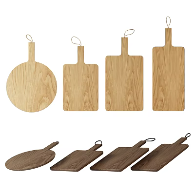Variety Of Wooden Cutting Boards In Different Shapes 3d model