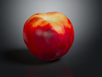 Fresh Ripe Peach With Red And Yellow Smooth Skin On Dark Background 3d model