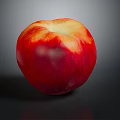 Fresh Ripe Peach With Red And Yellow Smooth Skin On Dark Background