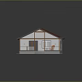 Small House With Red Roof And White Walls Attached Porch Featuring Orange Chairs And Steps