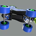 Stylish Blue Roller Skates with Neon Yellow Laces and Blue Wheels with Green Accents