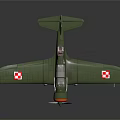Green Model Airplane with Red Cross on Wings Number 9 Tail and Blue Wheels