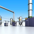 Modern Industrial Equipment Featuring Stainless Steel Tanks Large Pipes and Control Cabinets