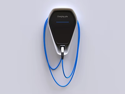 Wall Mounted Charging Pad With Blue Cable And Sleek Modern Design 3d model