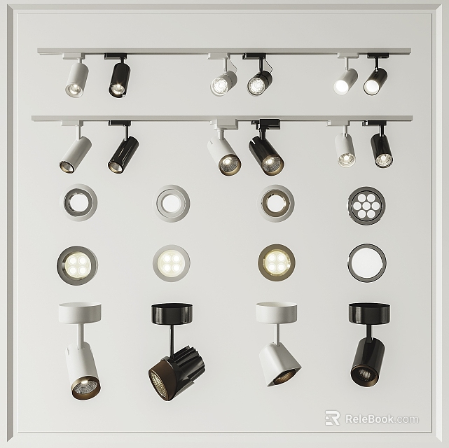 Modern Design Downlights And Spotlights With Various Styles For Home Interior Lighting 3d model 