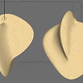 Two Woven Pendant Lights with Irregular Sculptural Design in Warm Beige for Modern Interior
