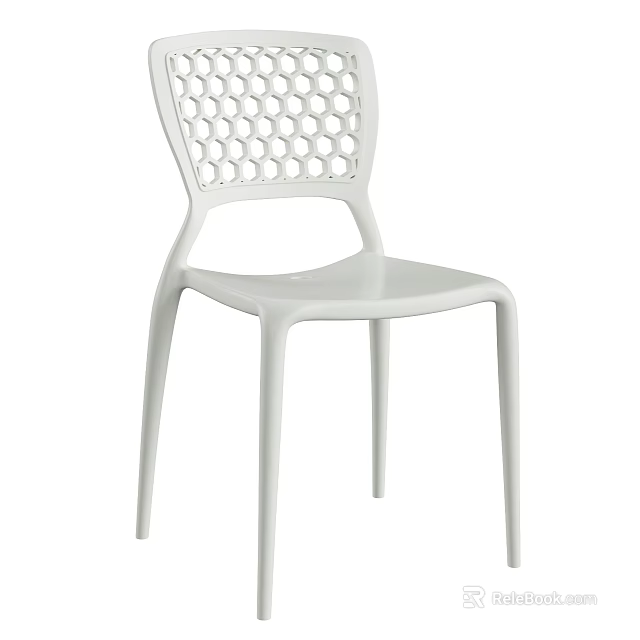 White Modern Leisure Chair With Hollow Grid Backrest And Sleek Design 3d model 