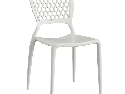 White Modern Leisure Chair With Hollow Grid Backrest And Sleek Design 3d model