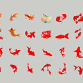 Colorful And Red Fish Shaped Decorative Pendants For Ornamental Hanging Decor