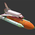 Detailed Military Weapon Model Featuring White Space Shuttle And Orange Rocket 3d model