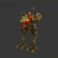 Detailed Mechanical Robot Character With Weapon Colorful Armor And Futuristic Design