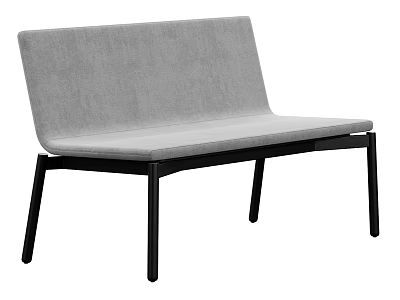 Light Gray Public Chair With Backrest And Black Metal Legs Modern Design For Public Spaces 3d model