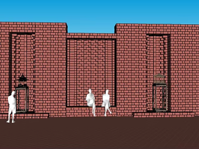 Red brick fence 3d model