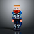 Pixel Art Superhero Character With Red Beard Blonde Hair And Blue Armor