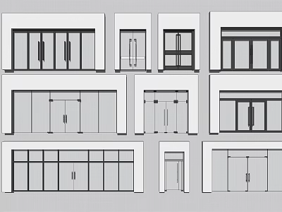 Multiple Styles of Architectural Door and Window Design Drawings for Buildings 3d model
