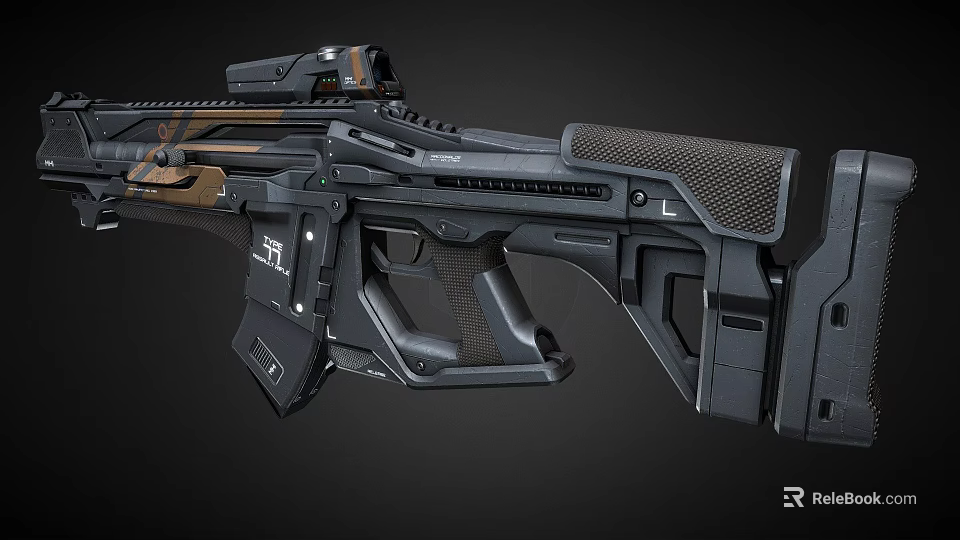 Modern Tactical Rifle With Futuristic Design Scope Textured Grip And Black Brown Accents 3d model 