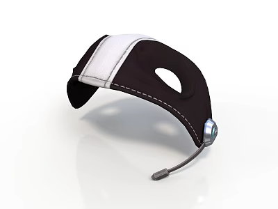 Technology Style Headwear Device Head Mounted Device Silver Metal Module Black Fabric White Fabric with Gray Cable Soft Shade Pure White Background 3d model