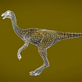 Reptile Dinosaur With Slender Neck Striped Skin And Standing Posture In Yellow Background