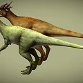 Two Colorful Dinosaurs With Spiked Heads In Standing Posture