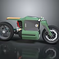 Modern Green Motorcycle Design With Streamlined Body Wooden Seat And Alloy Wheels