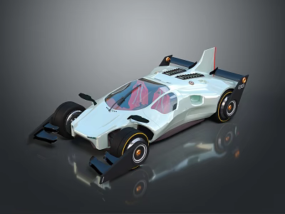 Sleek White Race Car Featuring Aerodynamic Body Large Wheels And Rear Spoiler 3d model