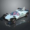 Sleek White Race Car Featuring Aerodynamic Body Large Wheels And Rear Spoiler