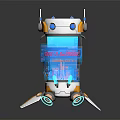 Smart Machine With Metallic Exterior Blue Glowing Mechanical Components And Reflective Base 3d model