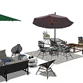 Modern Outdoor Sofa Design With Wicker Frames And Matching Coffee Tables 3d model