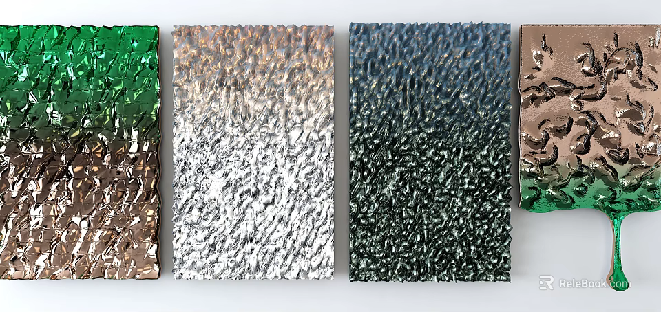 Colorful Textured Wall Decor With Metallic Finish And Patterned Panels 3d model 
