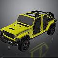 Yellow Jeep Convertible With Open Doors And Black Top Exterior Design