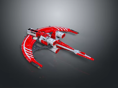 Red And Silver Toy Spaceship Model With Detailed Design And Futuristic Features 3d model