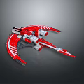 Red And Silver Toy Spaceship Model With Detailed Design And Futuristic Features