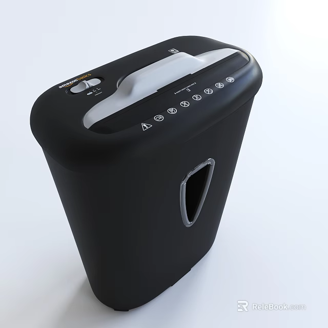 Black Office Paper Shredder With Modern Design And Control Panel For Office Use 3d model 