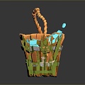 Wooden Barrel Water Barrel Old Wooden Barrel Water Barrel Pot Container Realistic 3d model