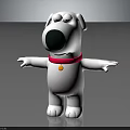 White Cartoon Dog Character With Red Collar Yellow Bell And Open Arms