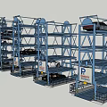 Multi Level Blue Metal Frame Parking Structure With Cars Parked On Multiple Floors