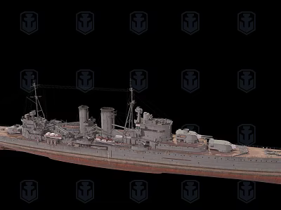 Detailed Historical Naval Warship Model With Turrets And Deck Features 3d model