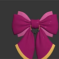 Pink Satin Decorative Bow With Yellow Trim For Daily Use Accessories