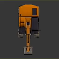 Yellow Wheel Excavator With Large Bucket And Black Cabin On Reflective Surface