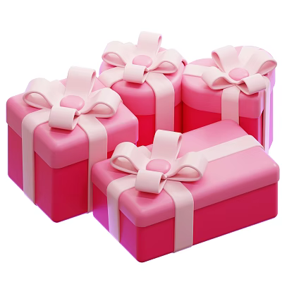 Decorative Ornament Set With Pink Gift Boxes And Bows For Home Decor 3d model