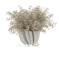 Elegant Decorative Ornament Set With Striped Vase And White Small Flowers