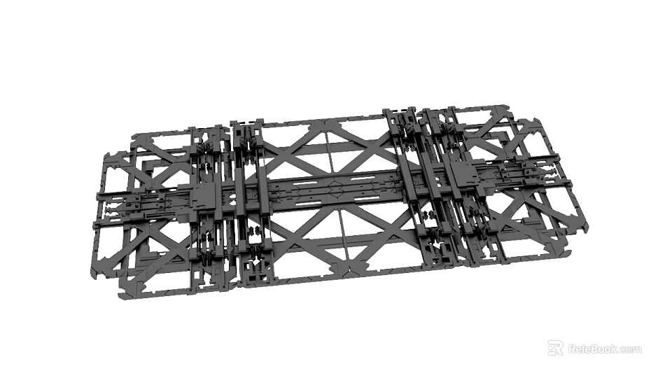Industrial Black Metal Structural Framework With Cross Beams And Support Parts 3d model 