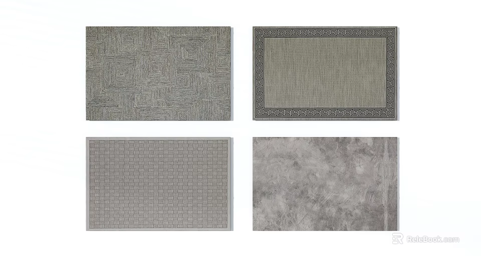 Stylish Square Rugs Featuring Geometric Patterns Border Designs Grid Textures And Marble Effects 3d model