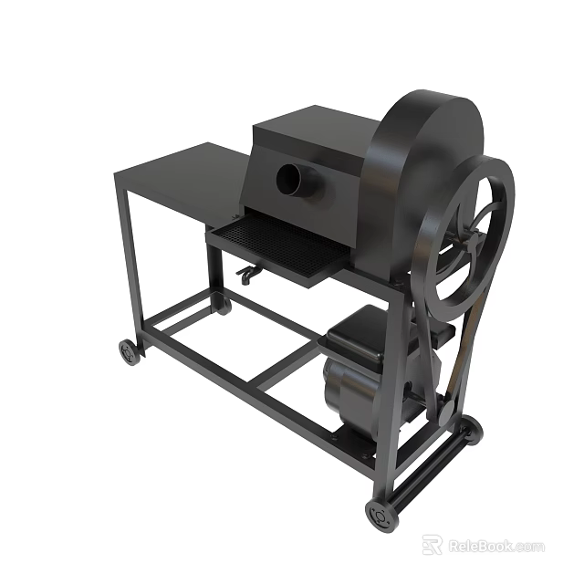 Heavy Duty Industrial Black Shredder with Metal Frame and Rolling Wheels 3d model 
