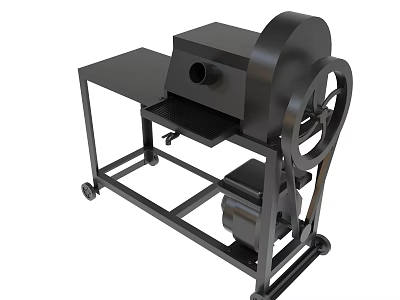 Heavy Duty Industrial Black Shredder with Metal Frame and Rolling Wheels 3d model