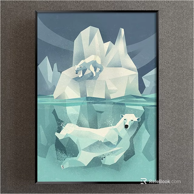 Polar Bears Resting On Arctic Iceberg And Swimming Underwater Ocean Scene 3d model 