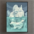 Polar Bears Resting On Arctic Iceberg And Swimming Underwater Ocean Scene
