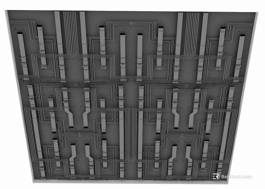 Industrial Metal Ceiling Grid Framework With Support Beams And Installation Components 3d model